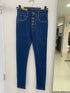 High Rise Button Fitted Jeans